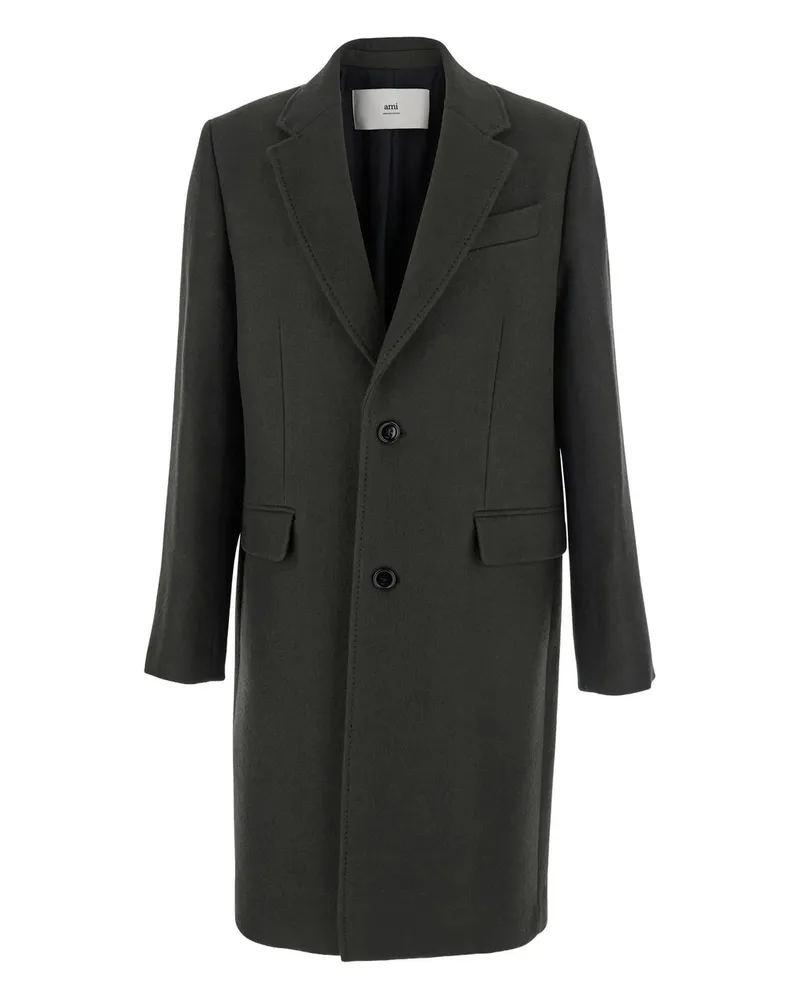 AMI Paris Coat Single Breasted Grau