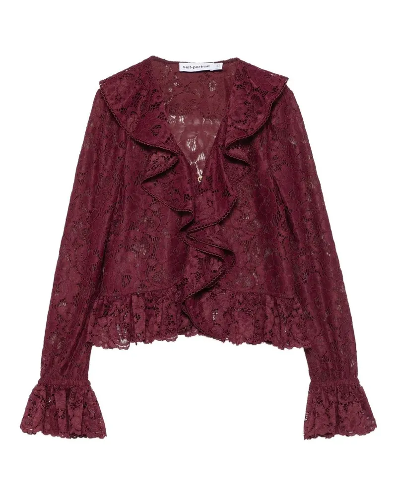 Self-Portrait Plum Lace Ruffle Top Bordeaux