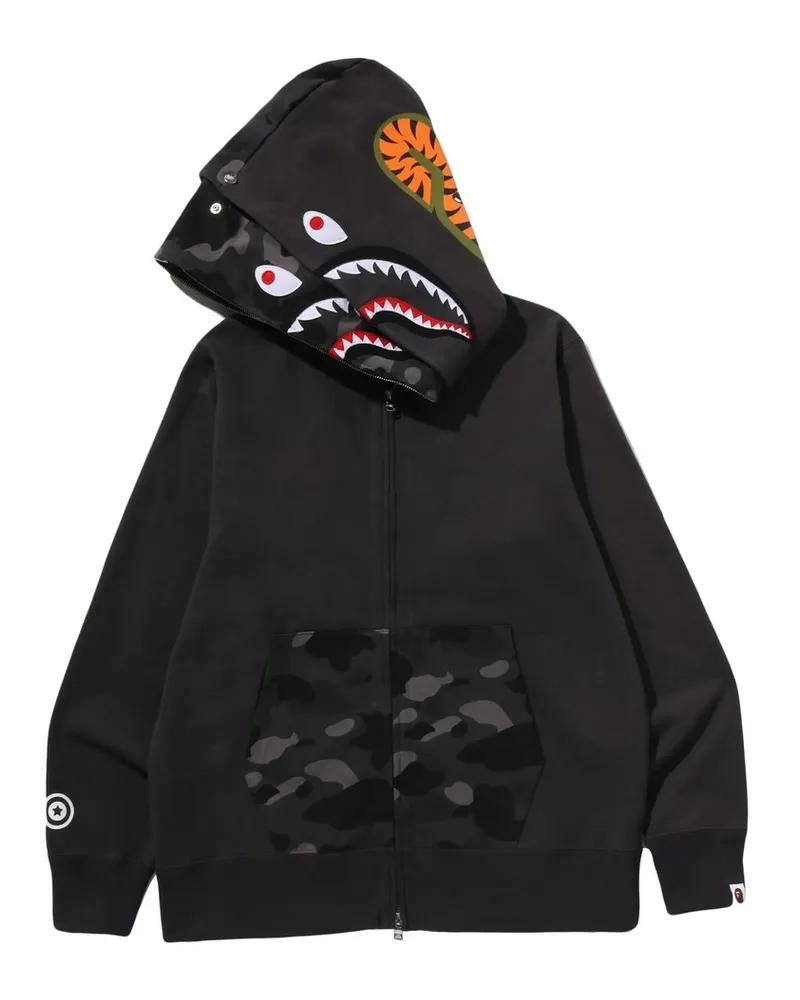 BAPE Color Camo Shark Full Zip Double Hoodie m Schwarz