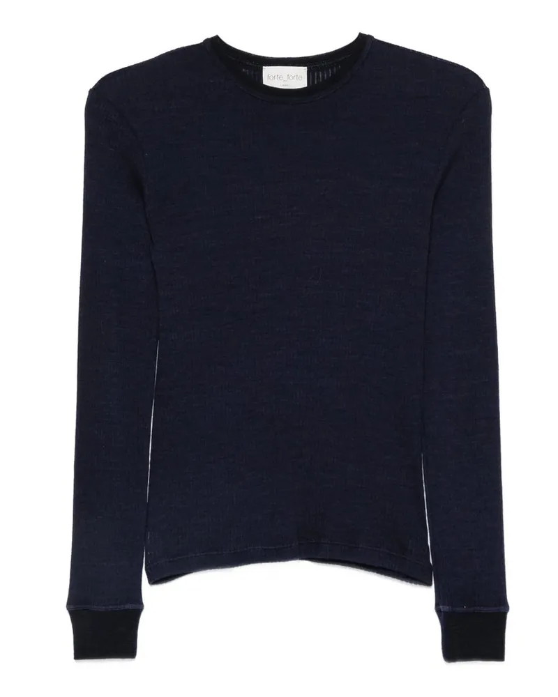 forte_forte T/shirt Girocollo Jersey Costina Lana Blau