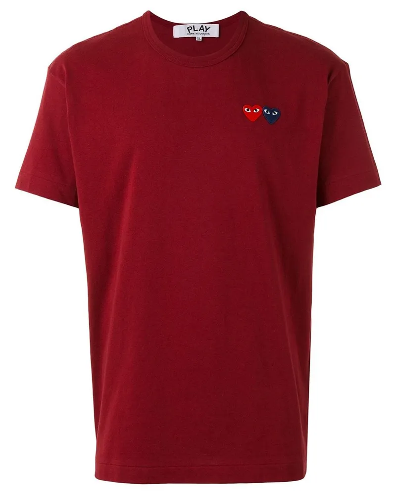 Comme des Garçons u T-shirt Double Burgendy Emblem Knit Rot