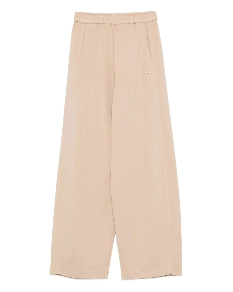 forte_forte Diagonal Cotton Fleece Twisted Pants Braun
