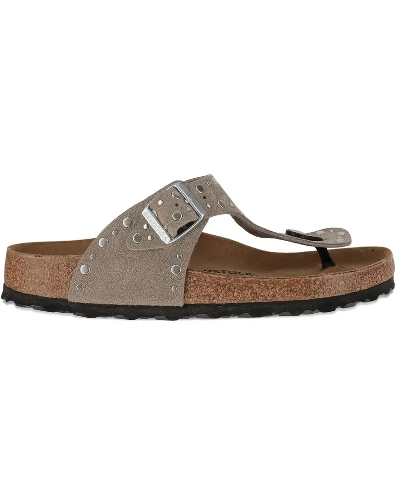 Birkenstock Gizeh Rivet Taupe, Suede Leather Grau