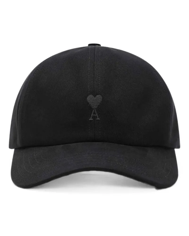 AMI Paris Black Ami de Coeur Embroidery Cap Schwarz