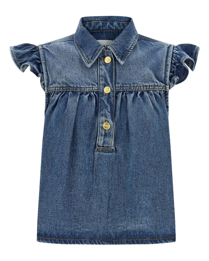 Ganni Light Weight Denim Top Blau