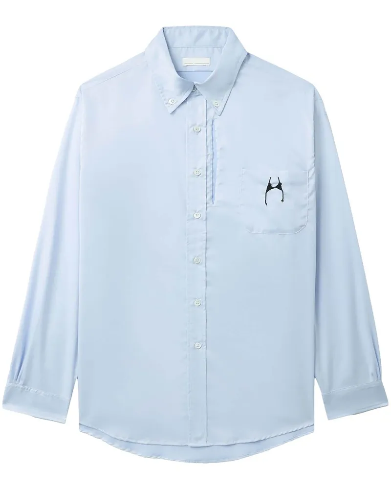 Random Identities Langarmshirt mit Bra-Logo Ran03b001 Blau