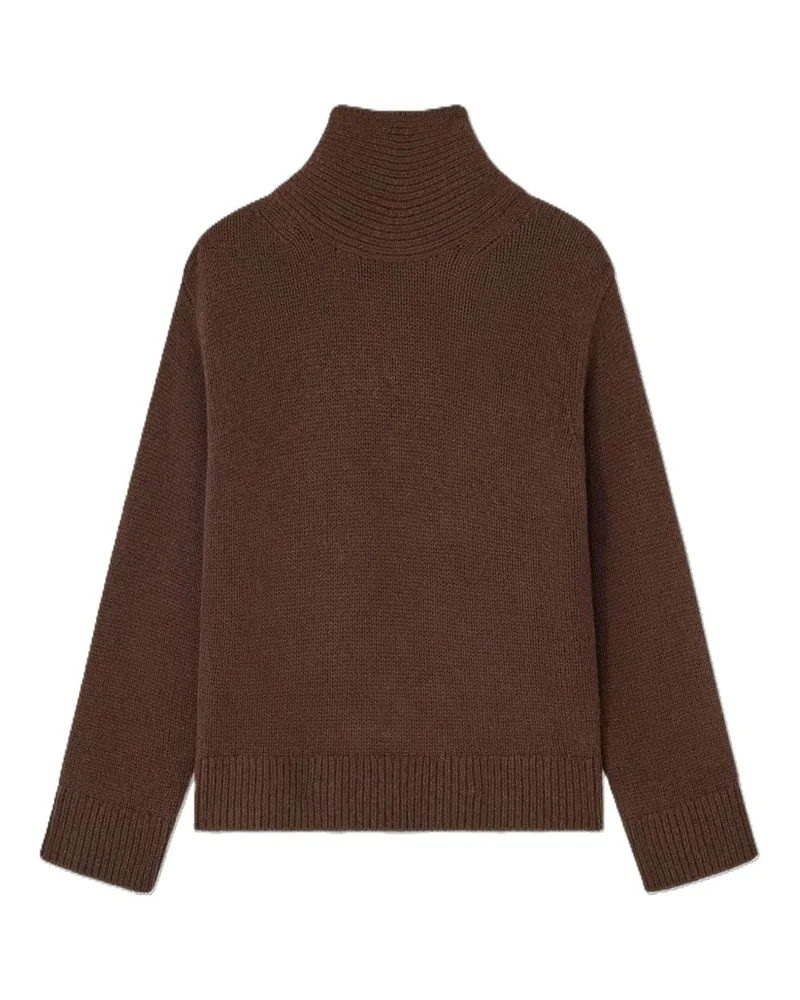 Ganni Chunky Yak Mix Open Back Pullover Braun