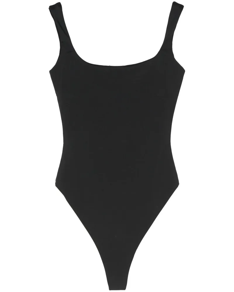 Entire Studios Square Neck Bodysuit - Nylon Spandex Soot Schwarz