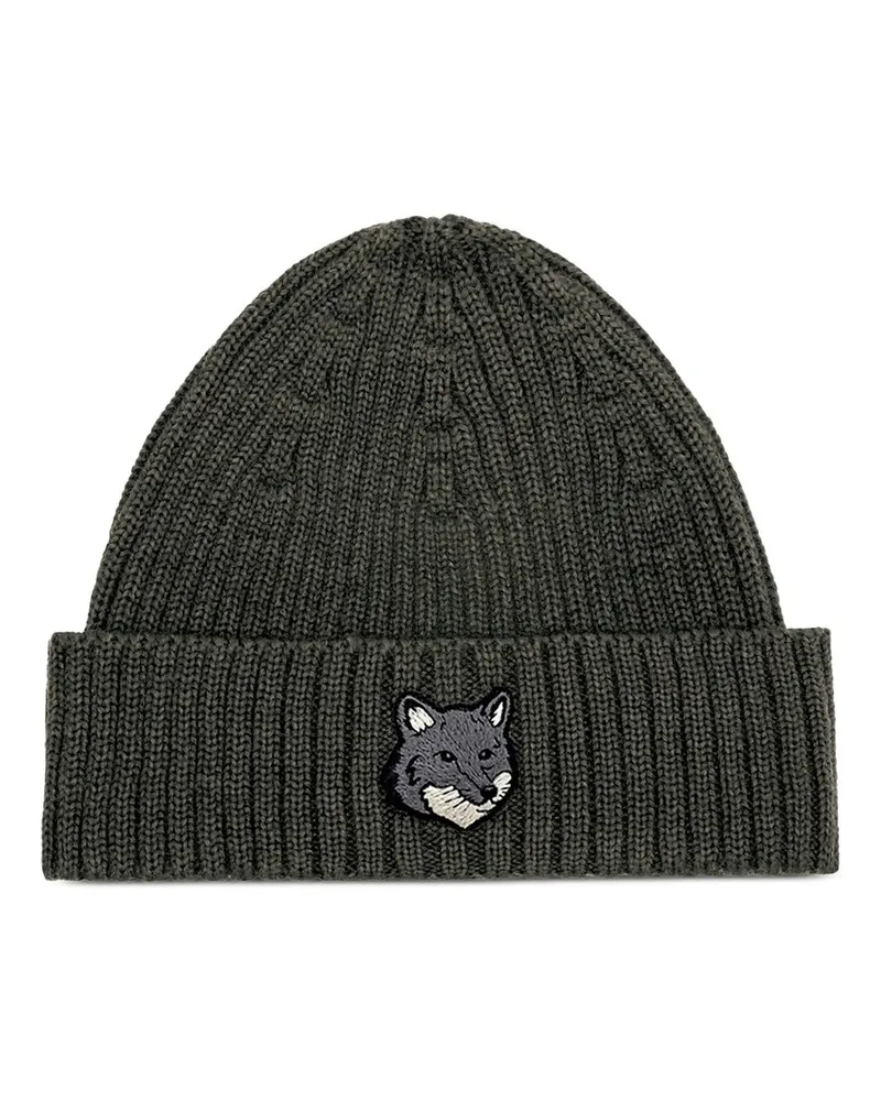 Kitsuné Fox Head Large Beanie Grau