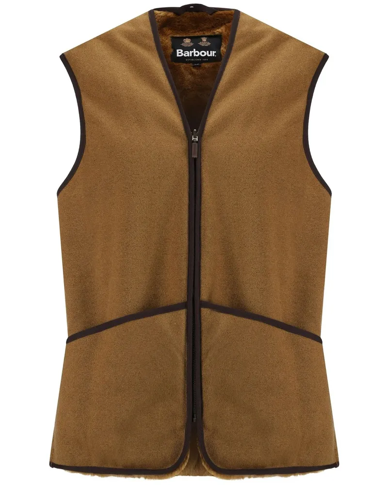 Barbour Warm Pile Waistcoat Zip Braun