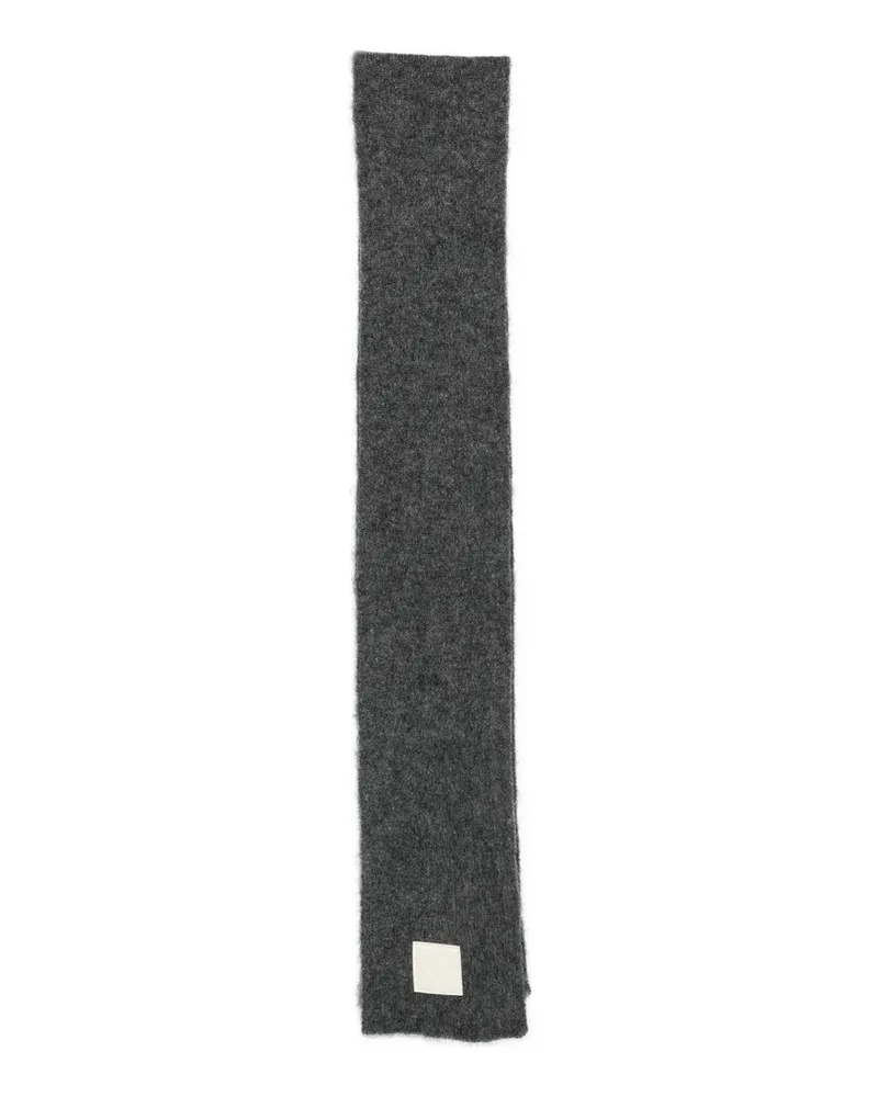 AMI Paris Mohair Scarf With  Patch Grau