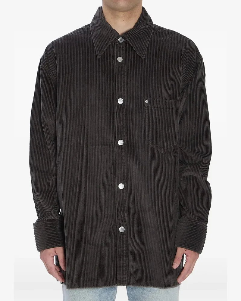 AMI Paris Shirt Side Slit Overshirt Grau
