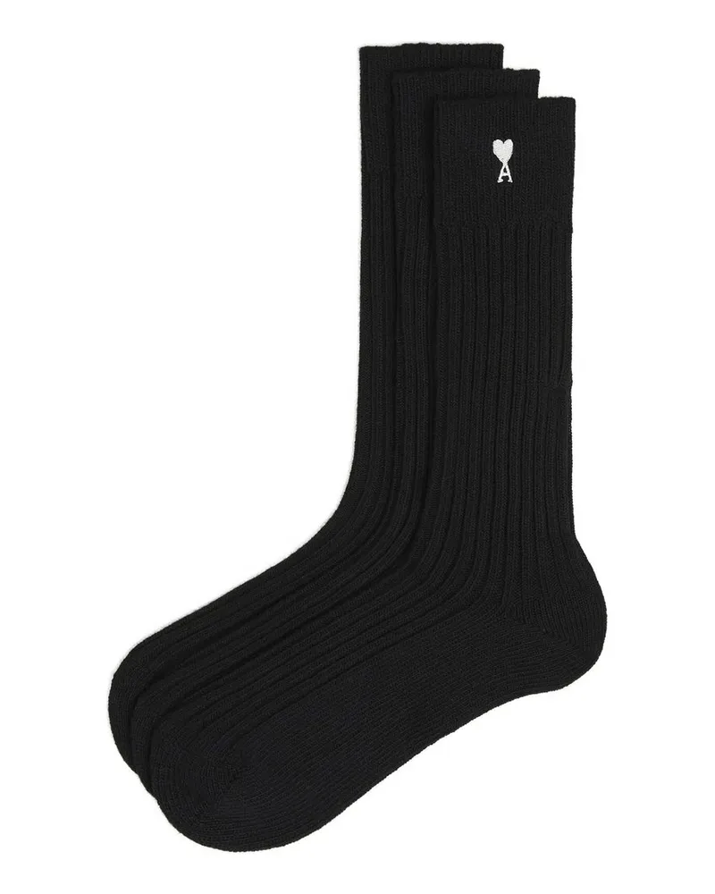 AMI Paris Three Pack Black Ami de Coeur Socks Schwarz
