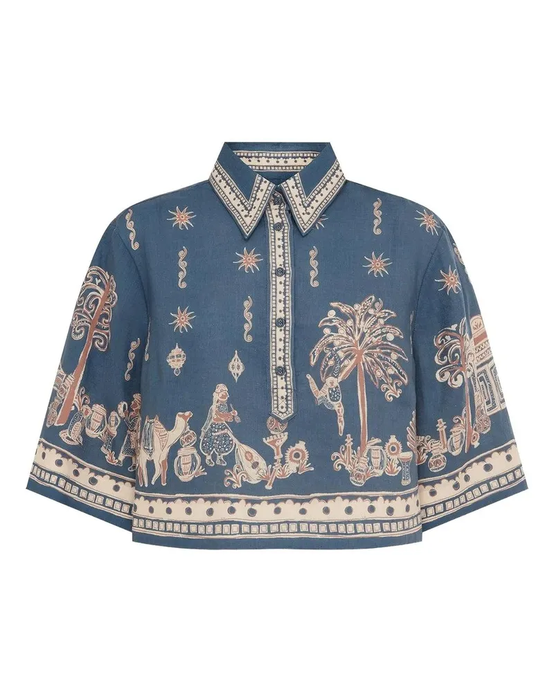 ALEMAIS Acacia Cropped Shirt Blau