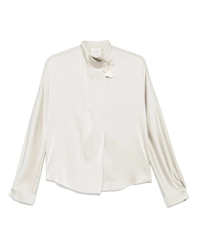 forte_forte Heavy Stretch Silk Satin Kimono Shirt Beige