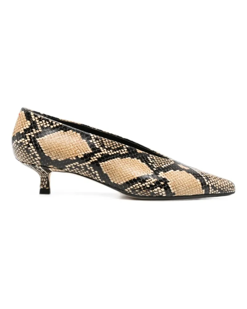 aeyde Clara Snake Print Calf Leather Hazelnut Braun