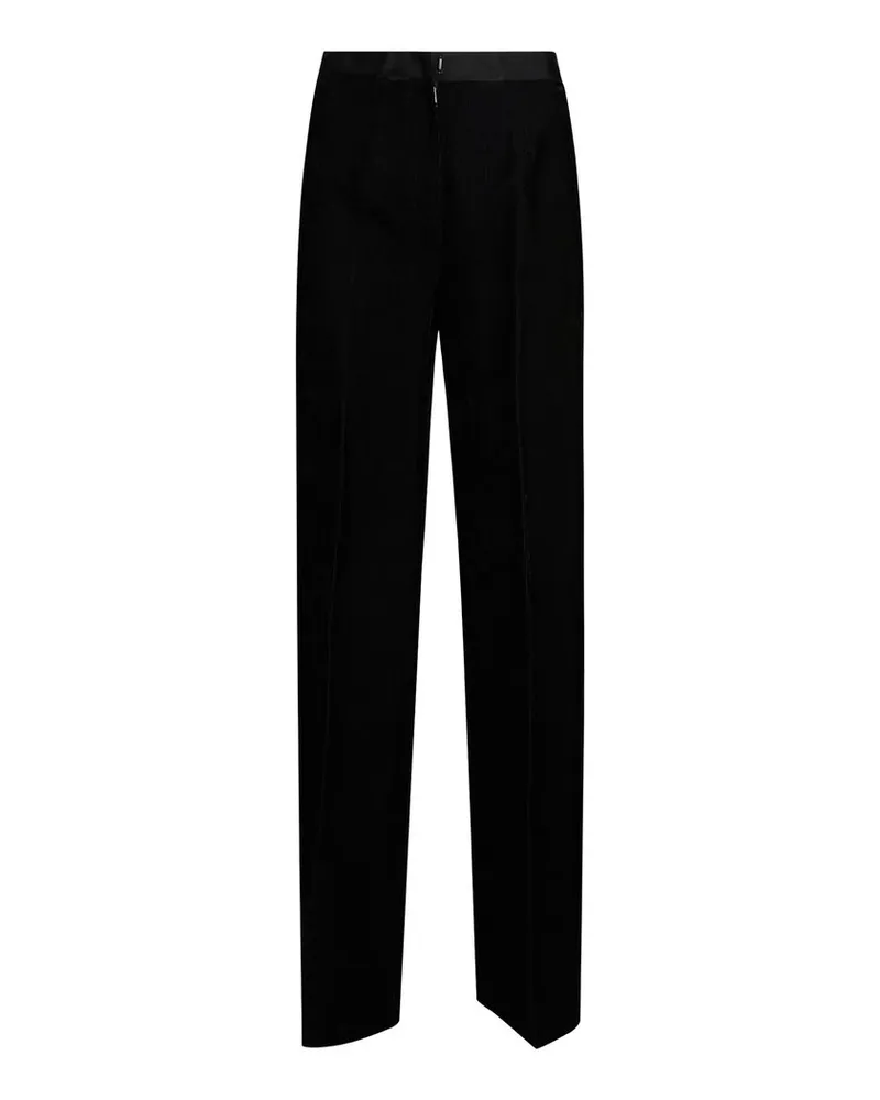 forte_forte Pantalone Vita Alta Velluto Fluido Duemilarighe Schwarz