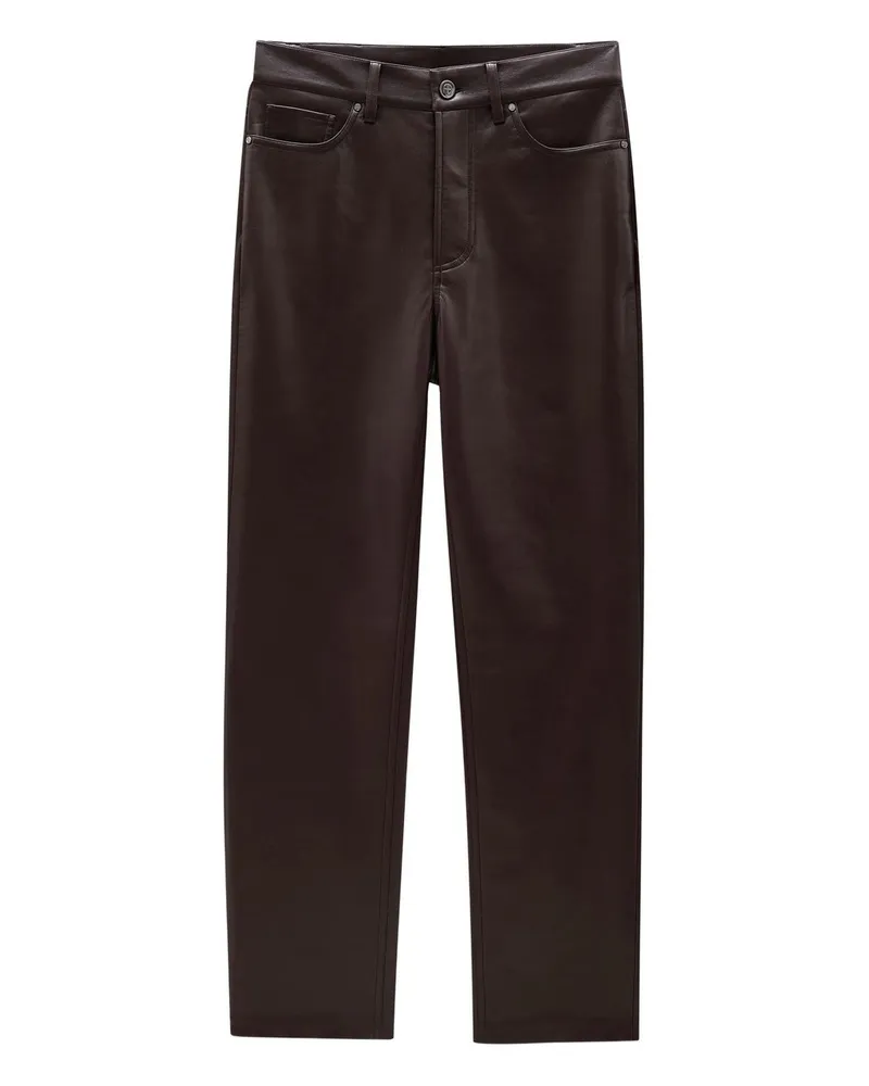 Anine Bing Bruno Pant - Deep Brown Recycled Leather Braun