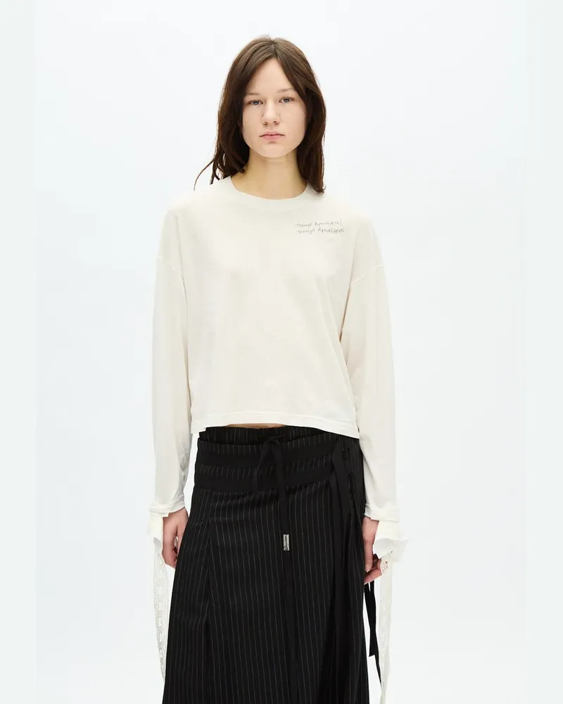 Ann Demeulemeester Nikki Relax Fit Boxy T-shirt With "teenage Apocaly Weiß