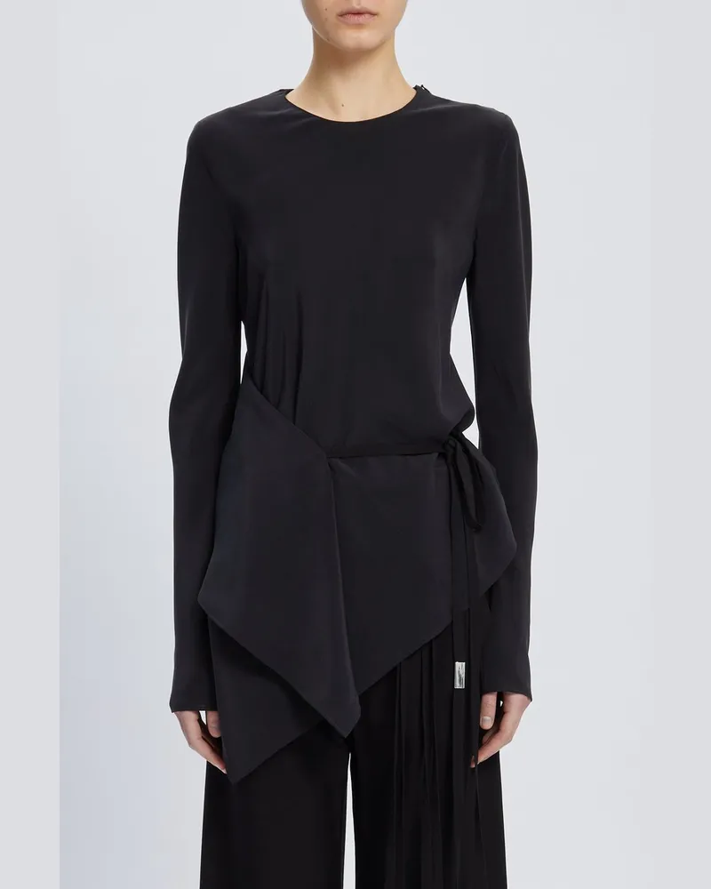 Ann Demeulemeester Deana Long Sleeve Asymmetric Top Schwarz