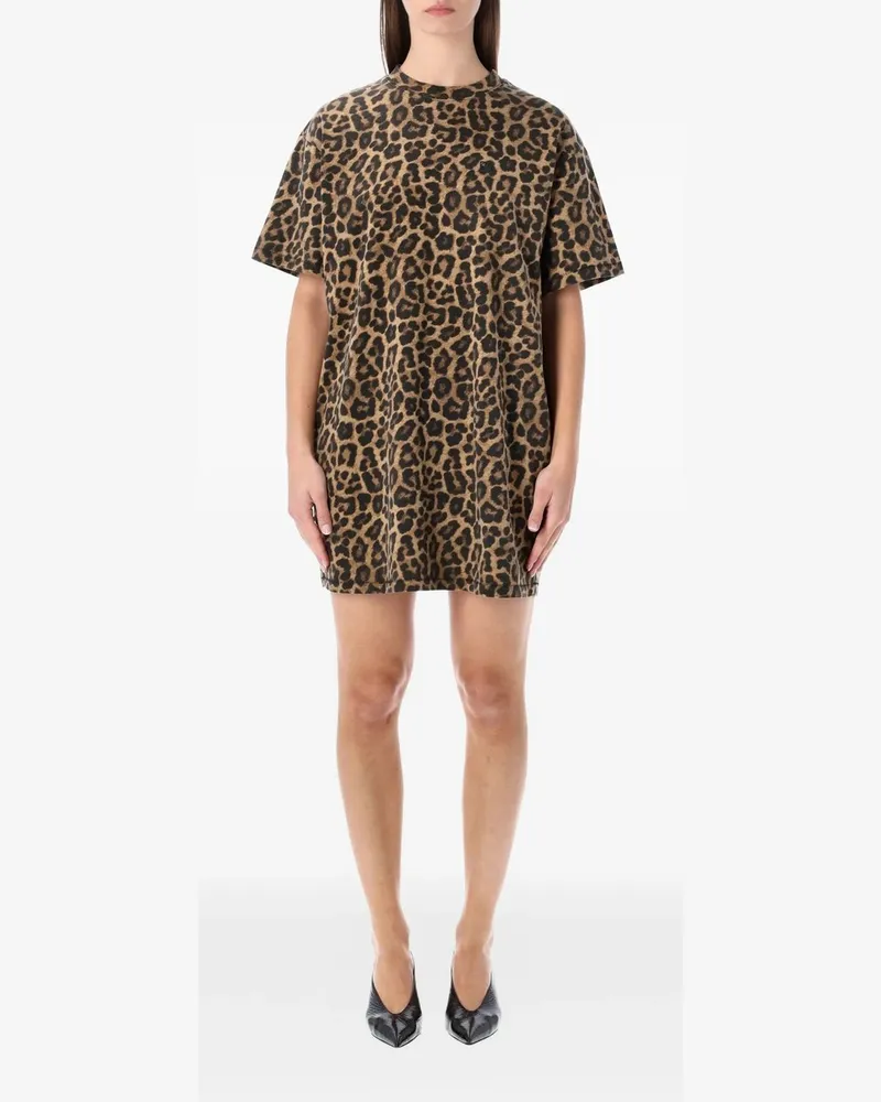 Anine Bing Beth Mini Dress  Black And Brown Leopard Mehrfarbig