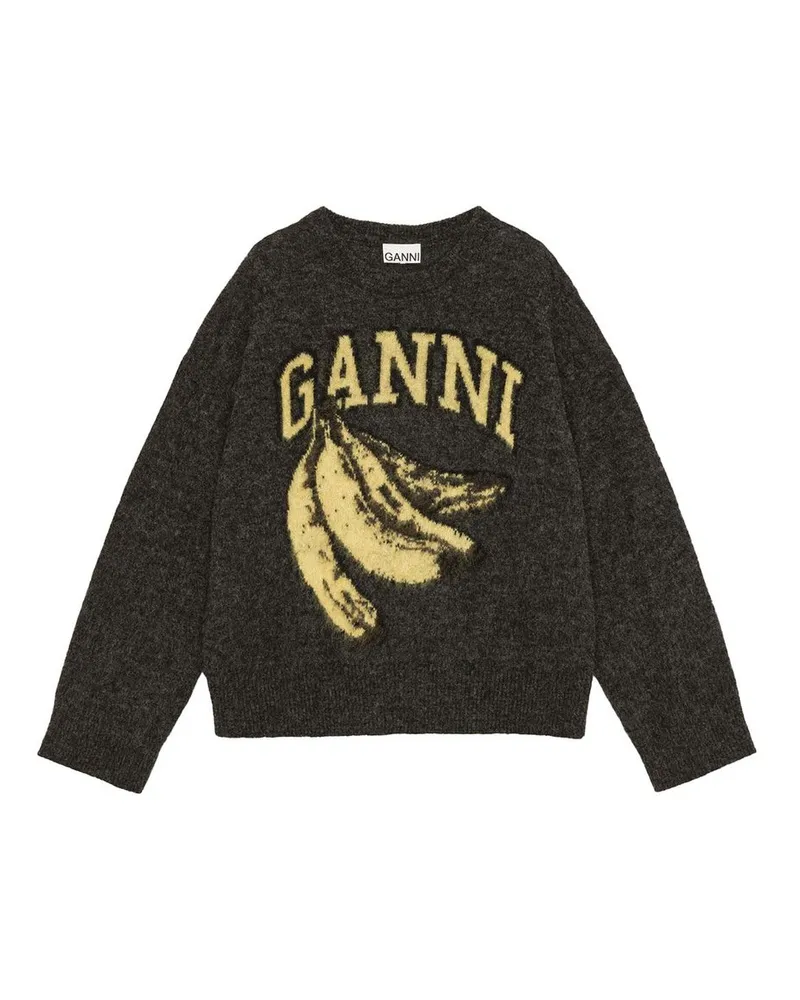 Ganni Fine Brushed Alpaca Banana Oversized O-neck Mehrfarbig