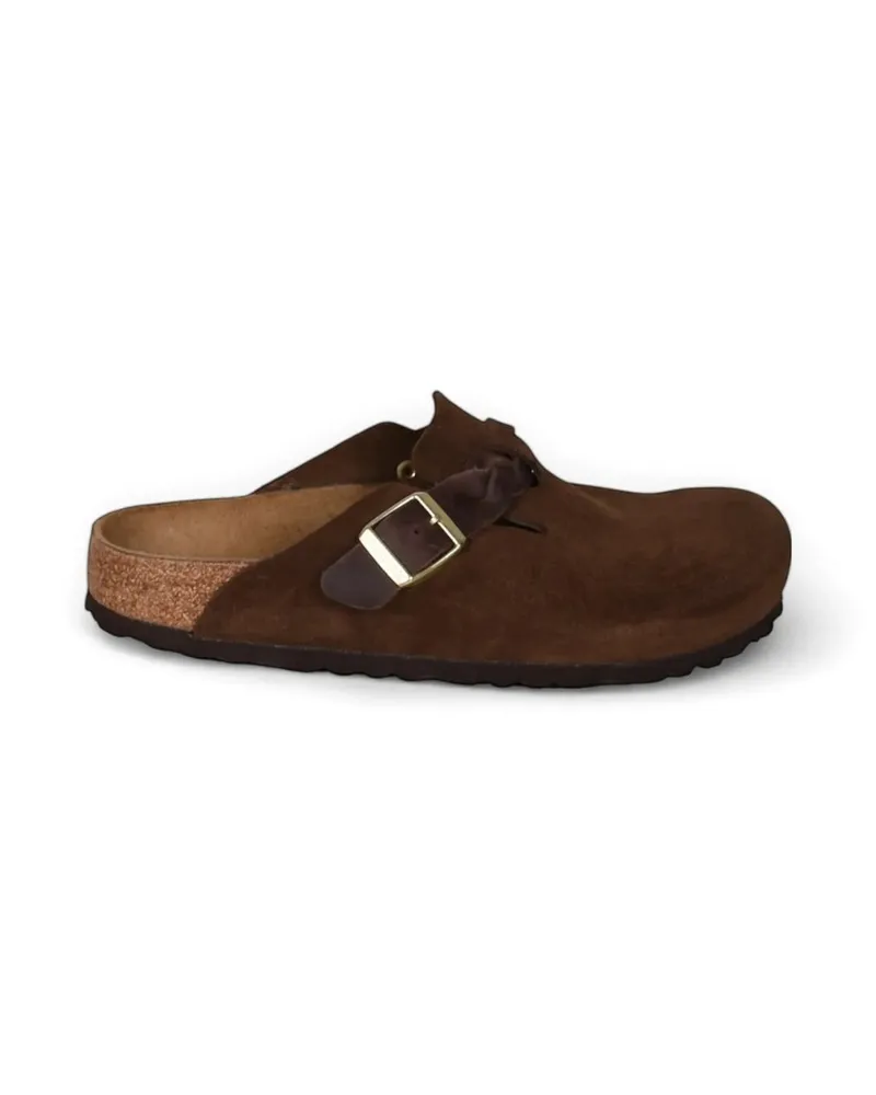 Birkenstock Boston Braided Carafe, Suede Leather Braun