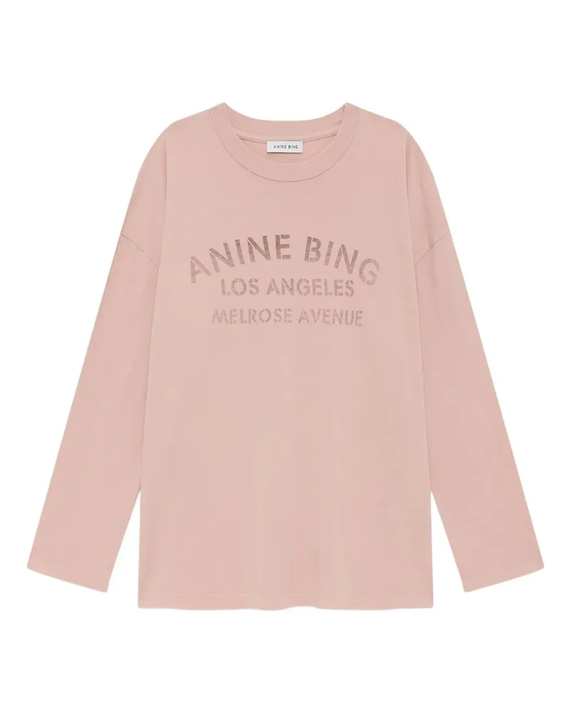 Anine Bing Ivan Long Sleeve Melrose Stencil - Washed Blushed Rose