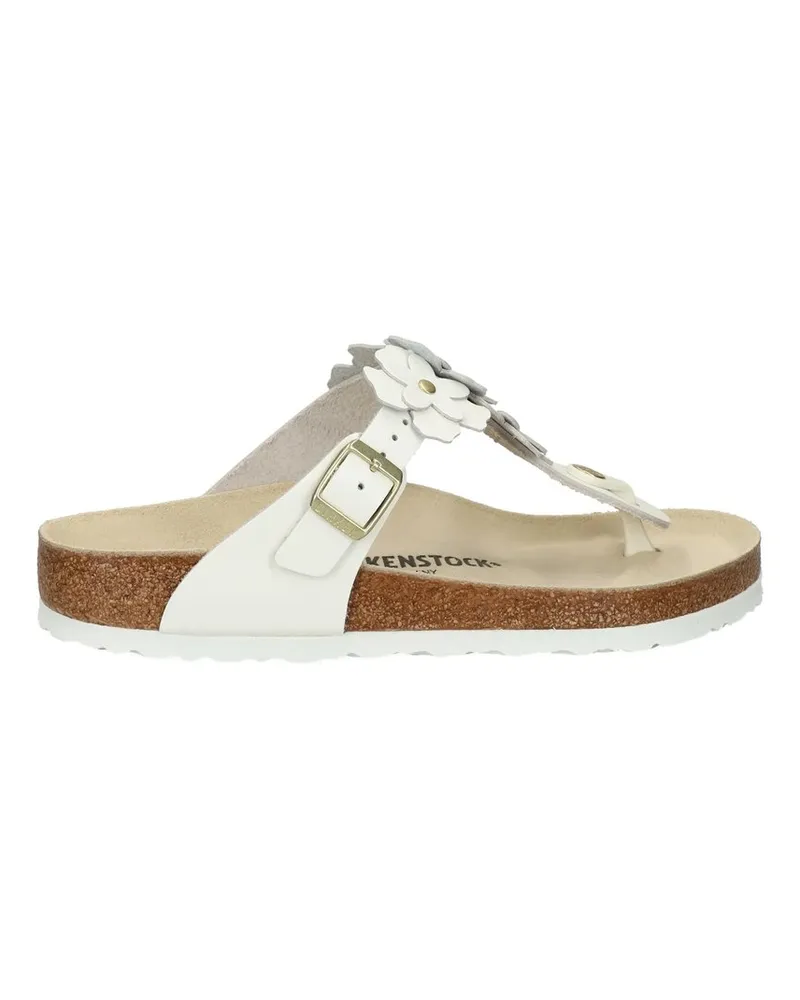 Birkenstock Gizeh Flowers White, Natural Leather Weiß