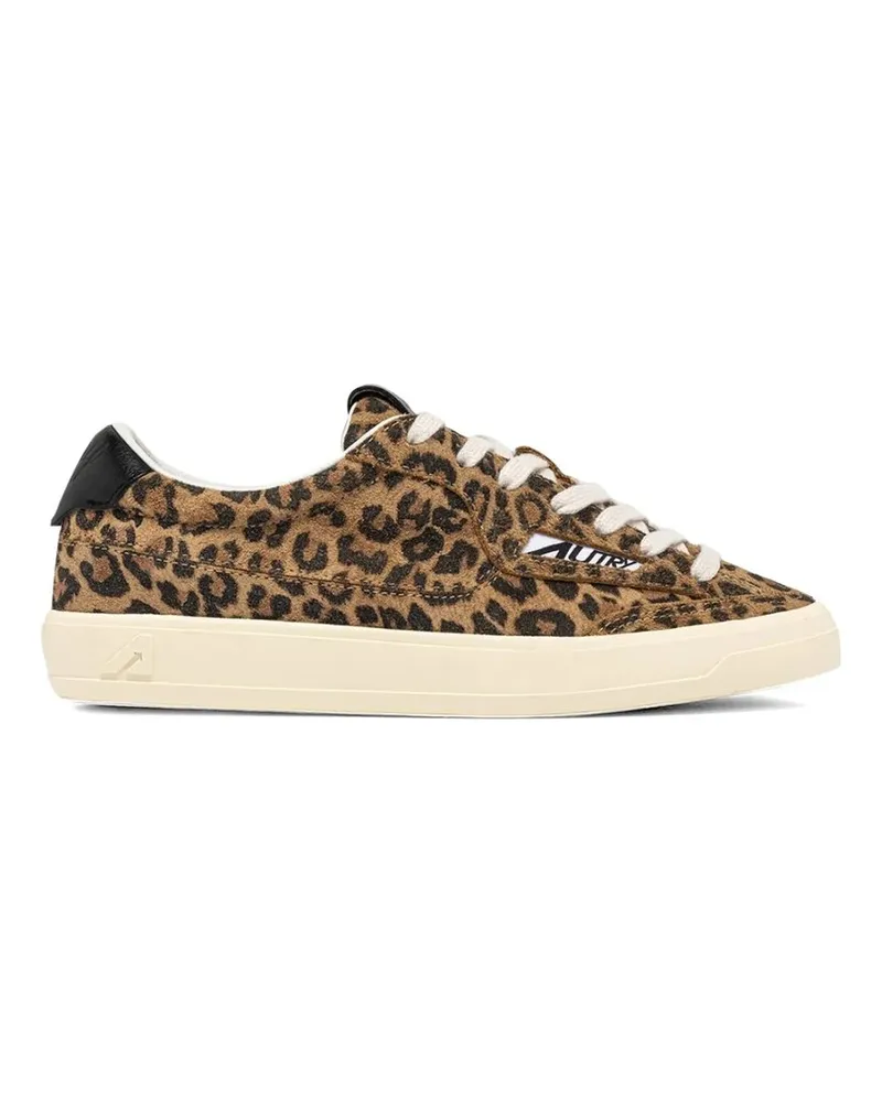 AUTRY Windscape Low Woman Suede/leoprint Braun