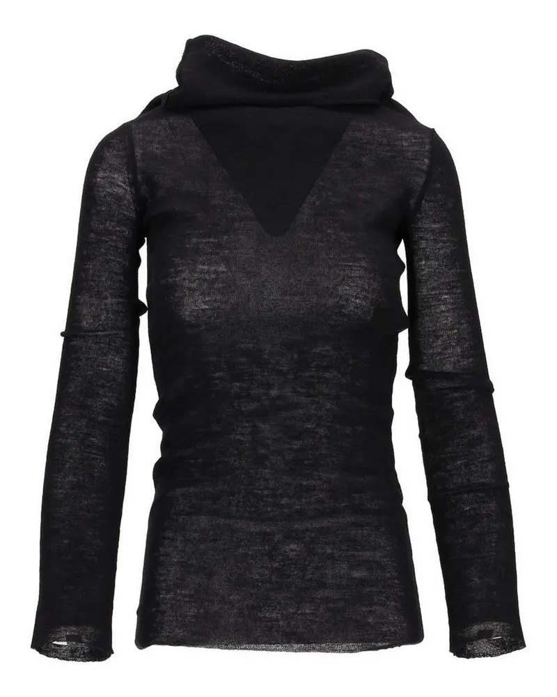 Ann Demeulemeester Tizziana Drop Shoulder Long Sleeve Knitted Top Schwarz