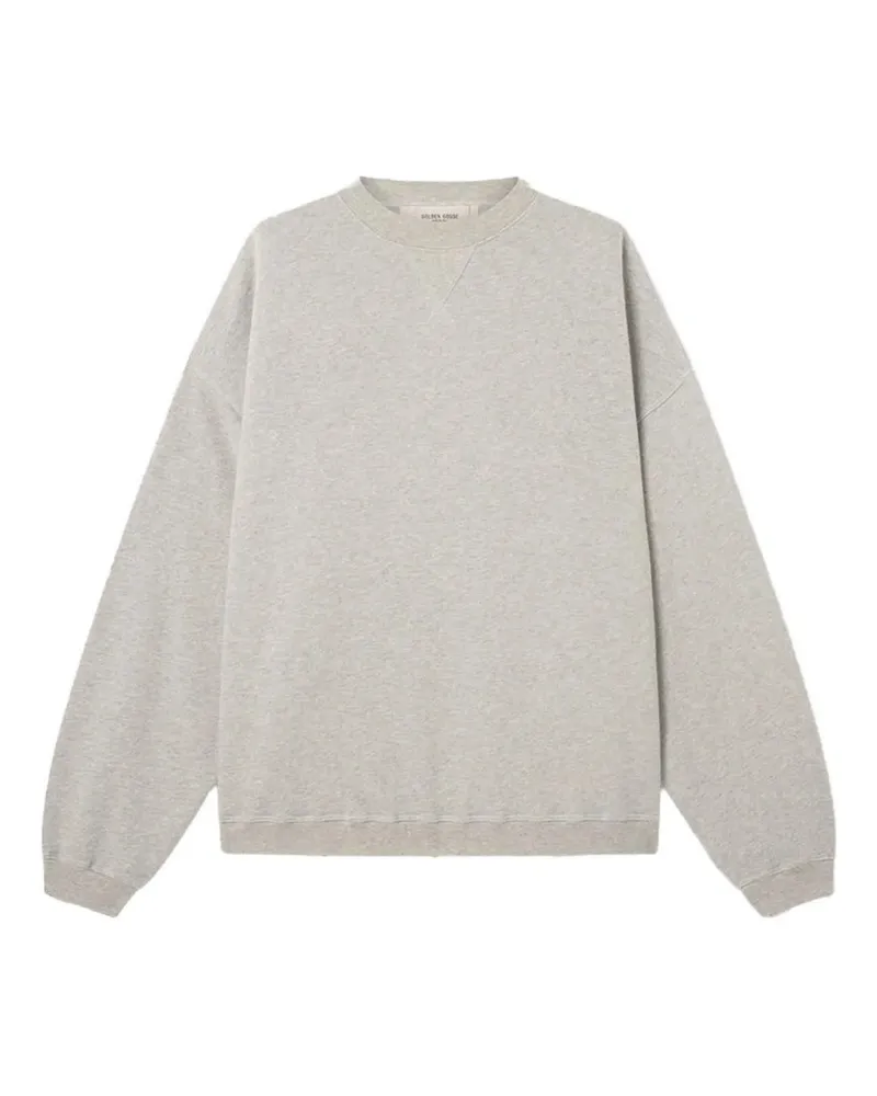 Golden Goose Journey Unisex Garment Oversize Crewneck Sweatshirt Slub Cotton Fleece With Embroidery Grau