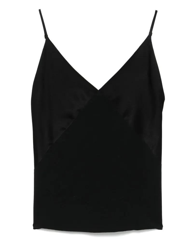 forte_forte Shiny Anvers Satin Strap Top Schwarz