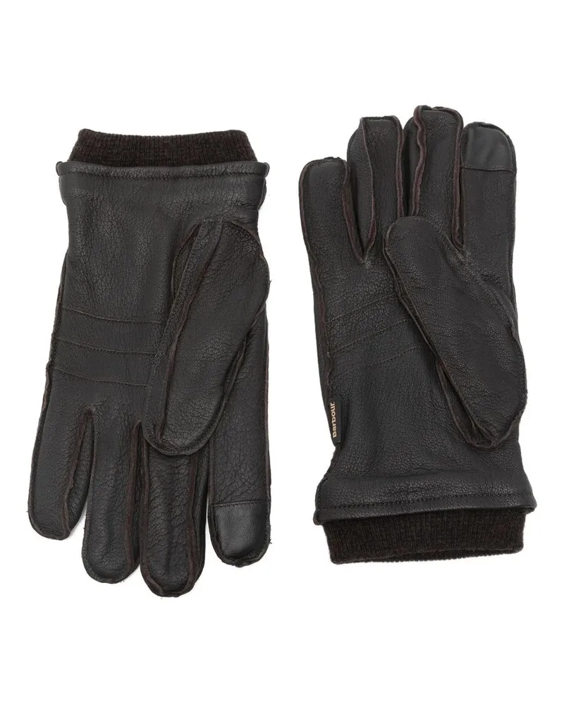 Barbour Highfield Leather Gloves Braun