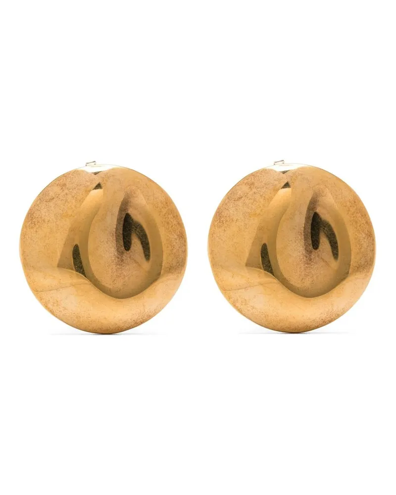 Golden Goose Metal Dented Stud Earrings Gold
