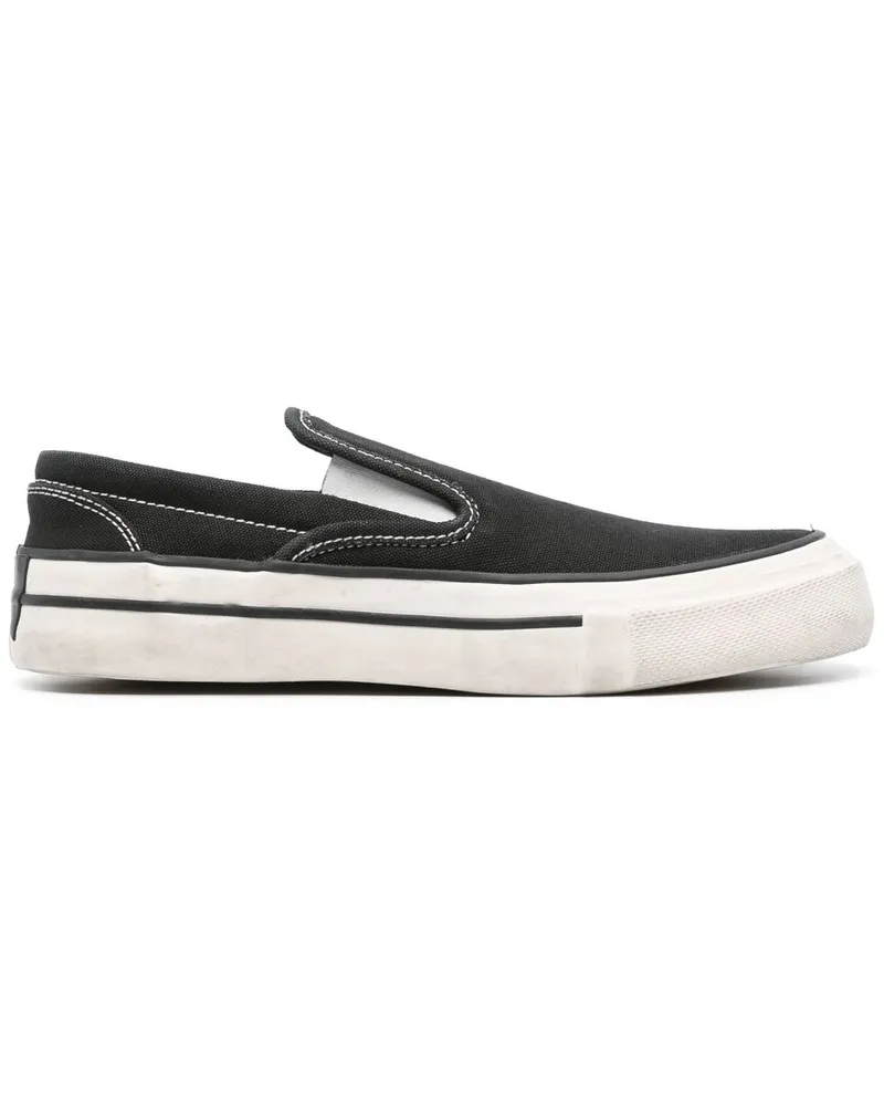 RHUDE Gewaschener Canvas-Slip-on-Sneaker Rhps24fo09620159 Schwarz