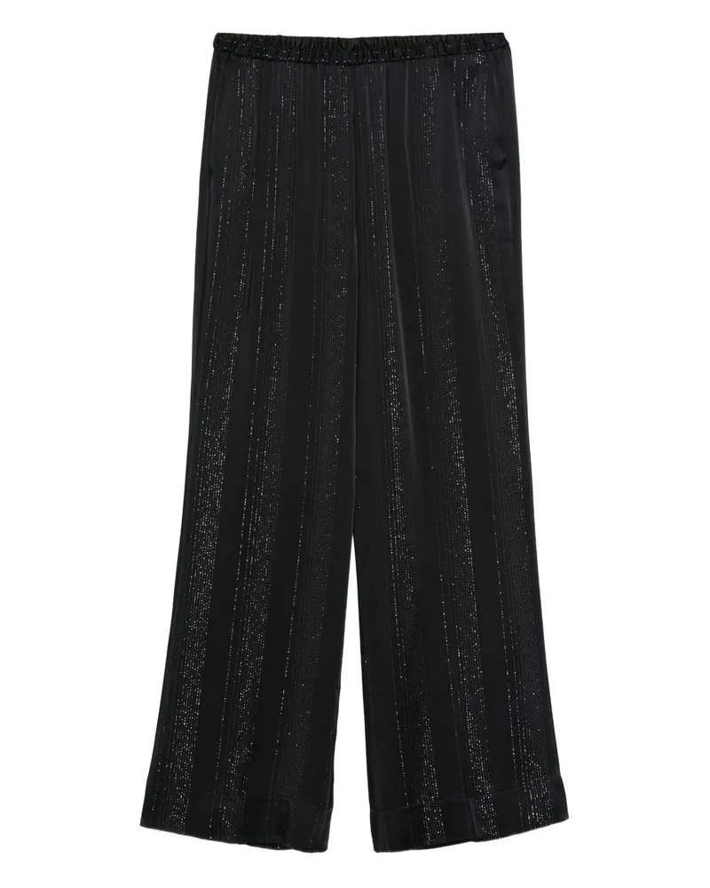 forte_forte Silver Pinstripe Satin Regular Waist Pants Blau