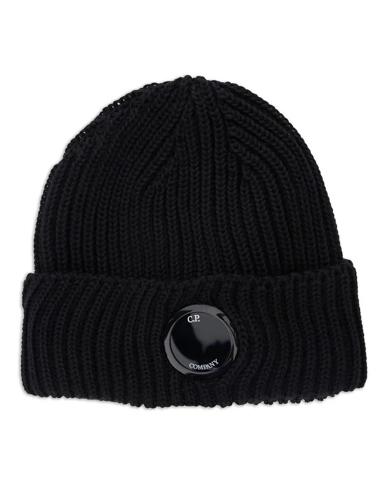 C.P. Company Accessories Knit Cap in Extrafine Merino Wool Schwarz