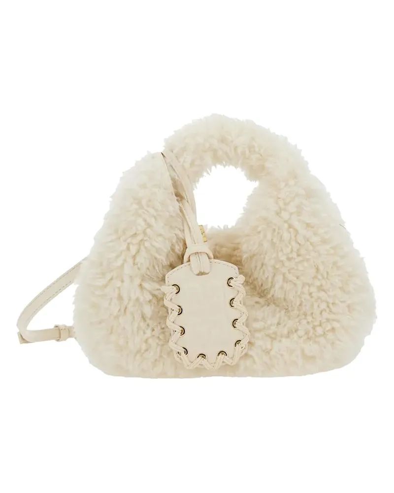 Ganni Hobo Mini Fur Weiß