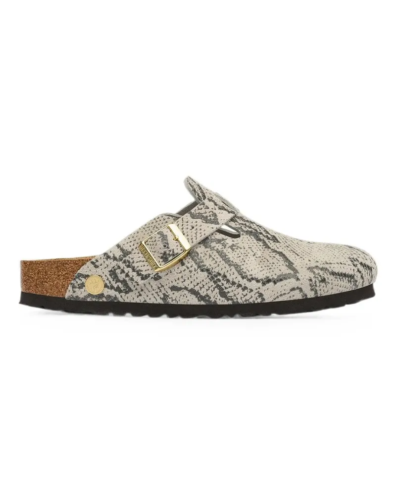 Birkenstock Boston Snake Oyster, Suede Leather Beige