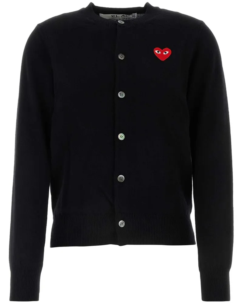 Comme des Garçons u Round-neck Cardigan Red Emblem Knit Schwarz