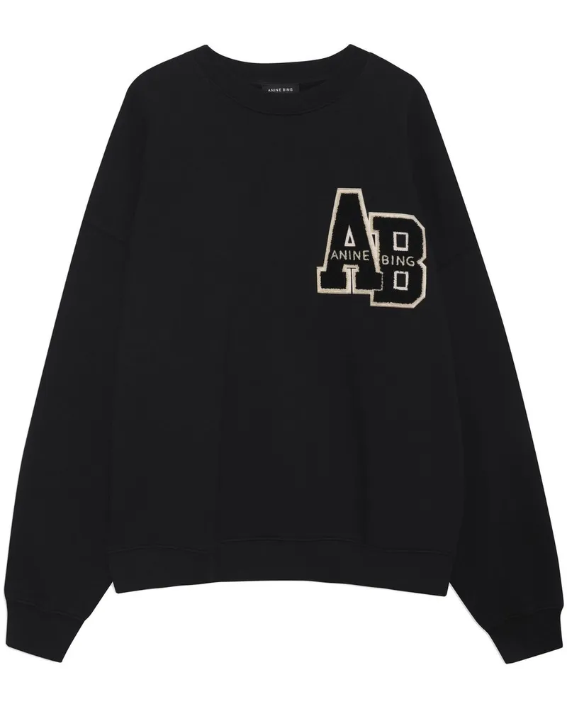 Anine Bing Miles Oversized Sweatshirt Letterman - Black Schwarz