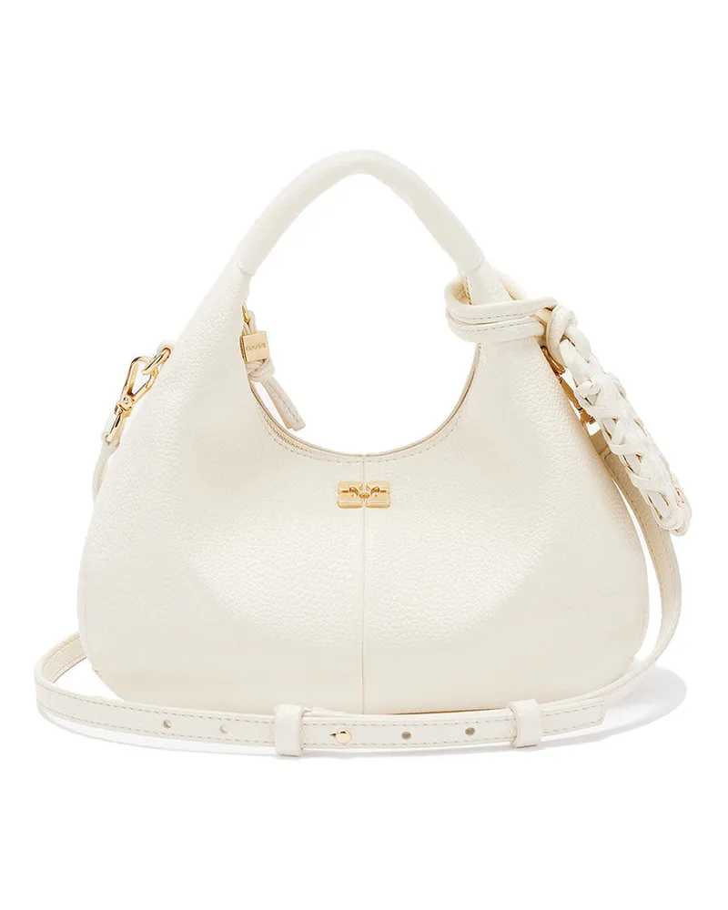 Ganni Hobo Mini Grained Weiß