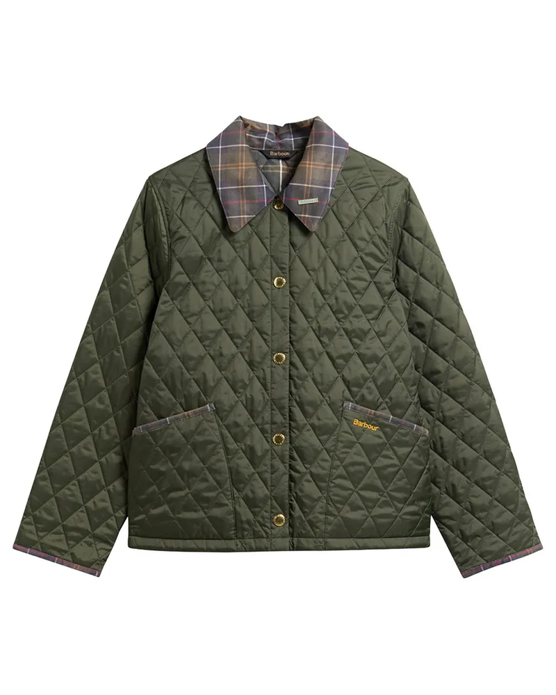 Barbour Tartan Crop Liddesdale Quilted Jacket Lqu1934 Grün