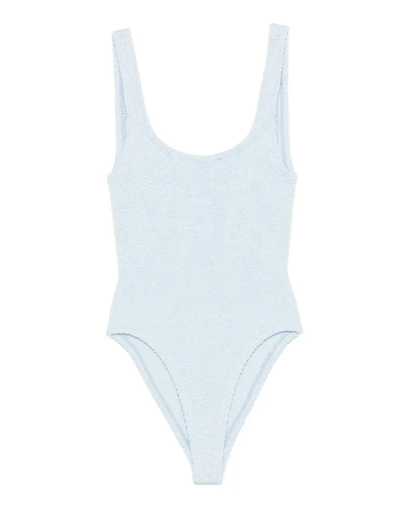 Hunza G Square Neck Swim Metallic Crinkle Blau