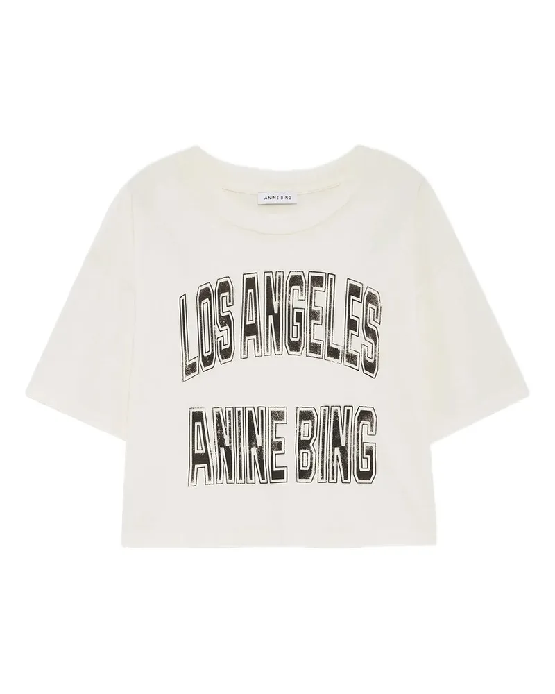 Anine Bing Johnny Cropped Tee - Cream Weiß
