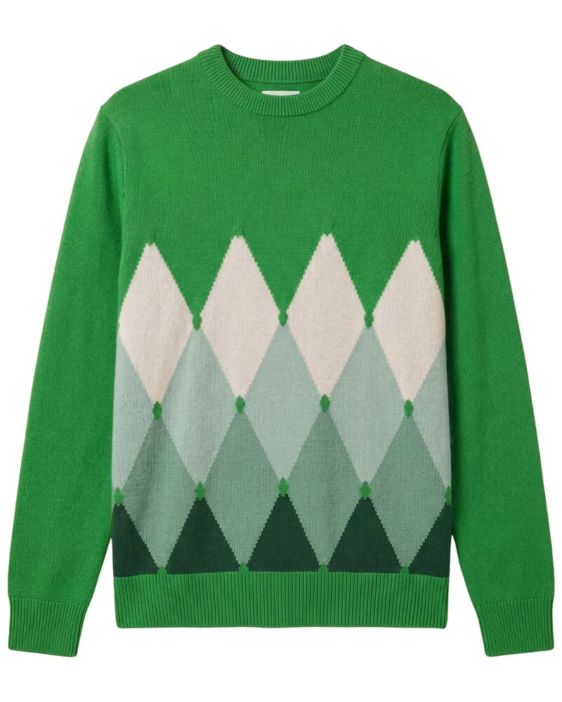 Ballantyne r Neck Pullover 100% ws Classic Diamond B2p000 7k0a8 92533 Grün