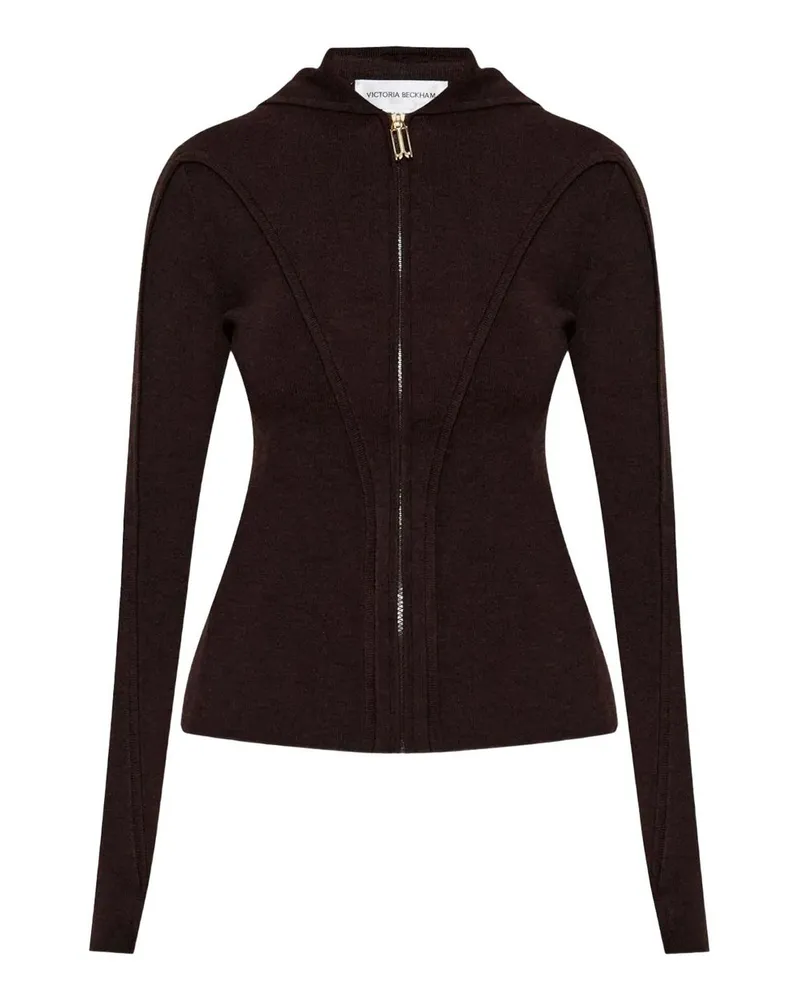 Victoria Beckham Piping Hooded Top Braun