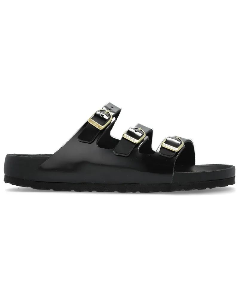 Birkenstock Florida Dbuckle Exquisite Shine Black, Natural Lea Schwarz