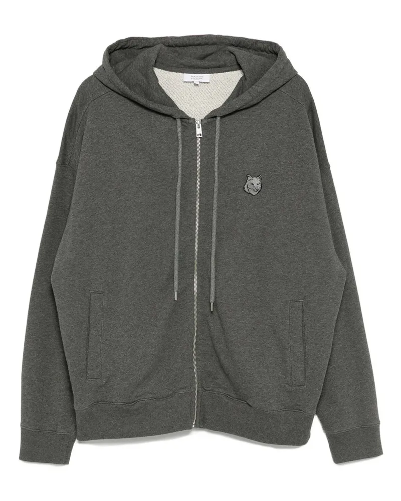 Kitsuné Fox Head Zipped Oversize Hoodie Grau